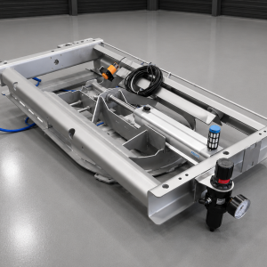 Track tensioner, pneumatic
